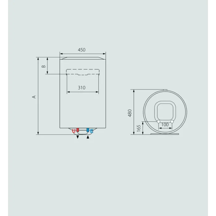 Ariston PRO R 65 V TK Duvar Tipi Elektrikli Su Isıtıcısı teknik ölçüleri